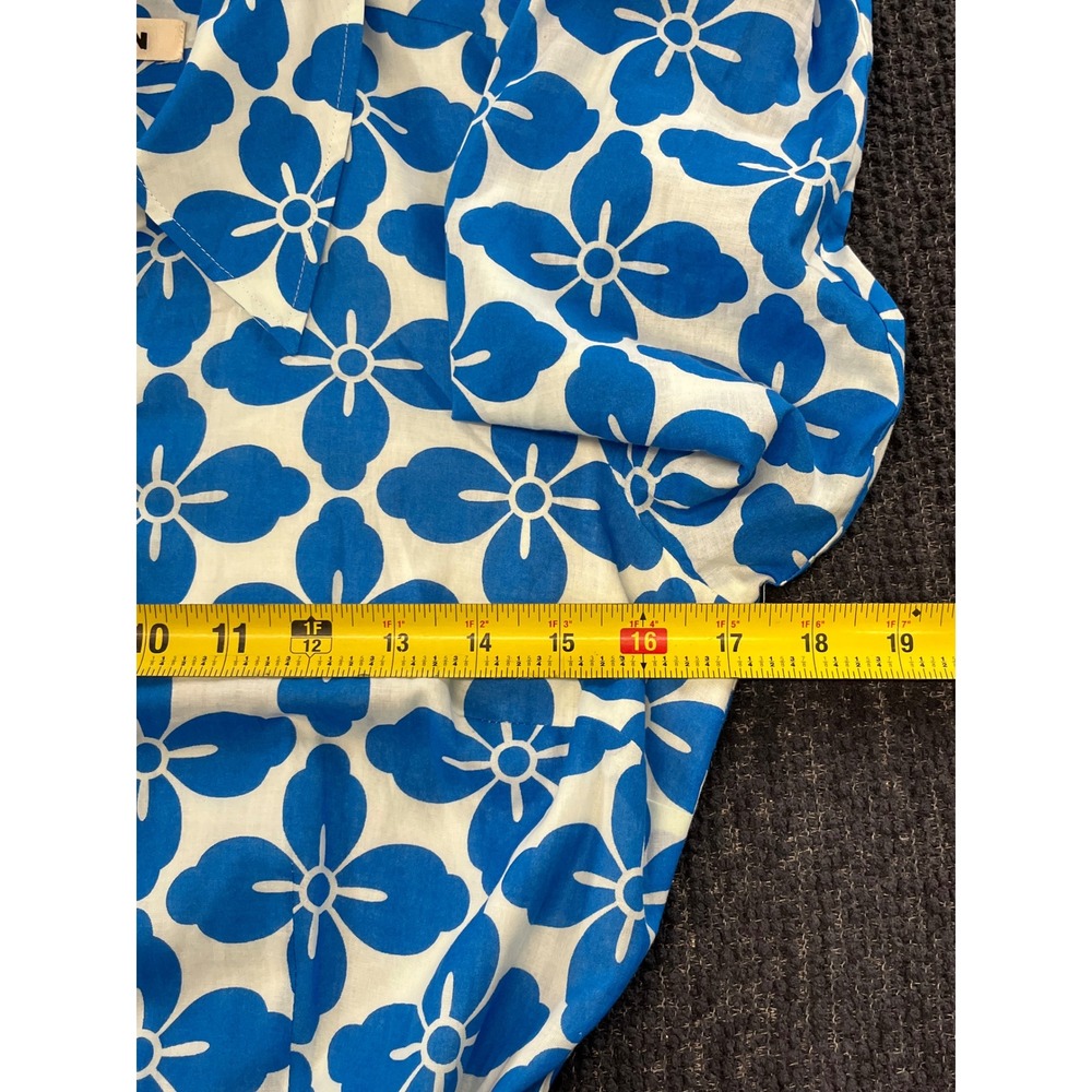 Boden Blue White Floral Cotton Tiered Midi Shirt Dress Pockets US 2R D0468 - Picture 6 of 7